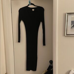 Little black ribbed stretchy dress